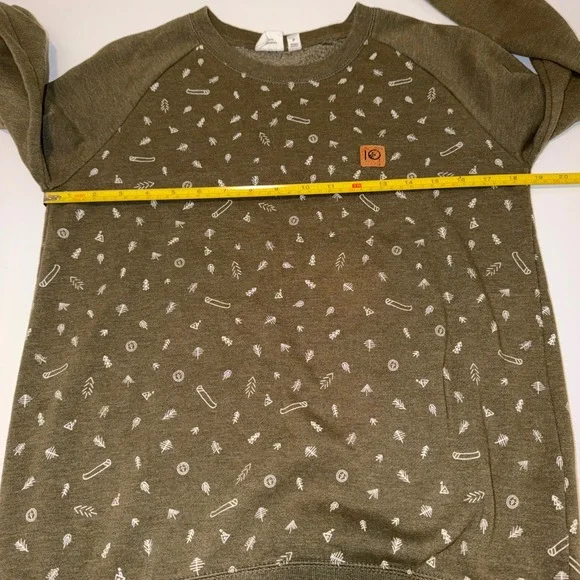 Tentree Womens Small Olive Green Nature Print Raglan Sweatshirt Organic Cotton - Picture 8 of 13